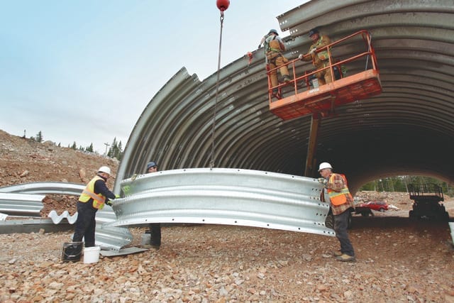 Large tunnel under construction with Ultra-Cor structural steel plate