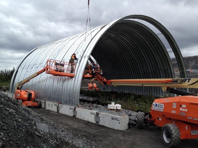 Ultra-Cor deep-corrugated structural steel plate for haul road crossing on precast concrete footings