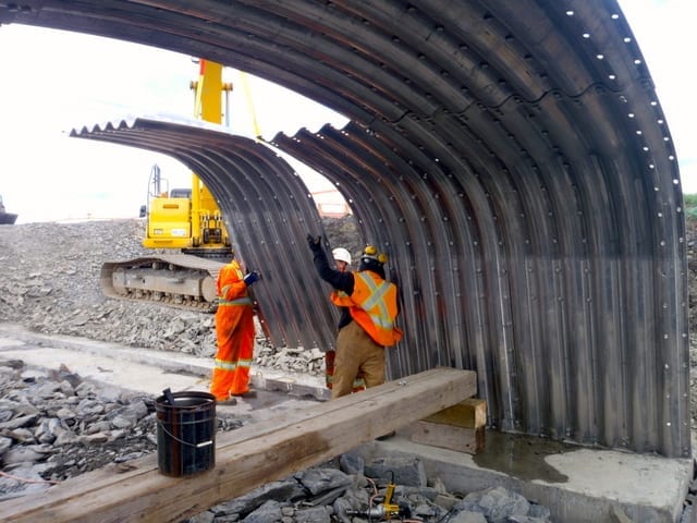 Structural plate box culvert under construction