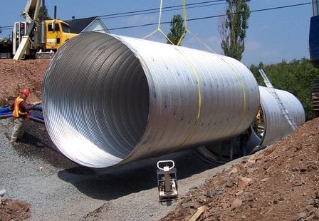 CMP corrugated metal pipe installation