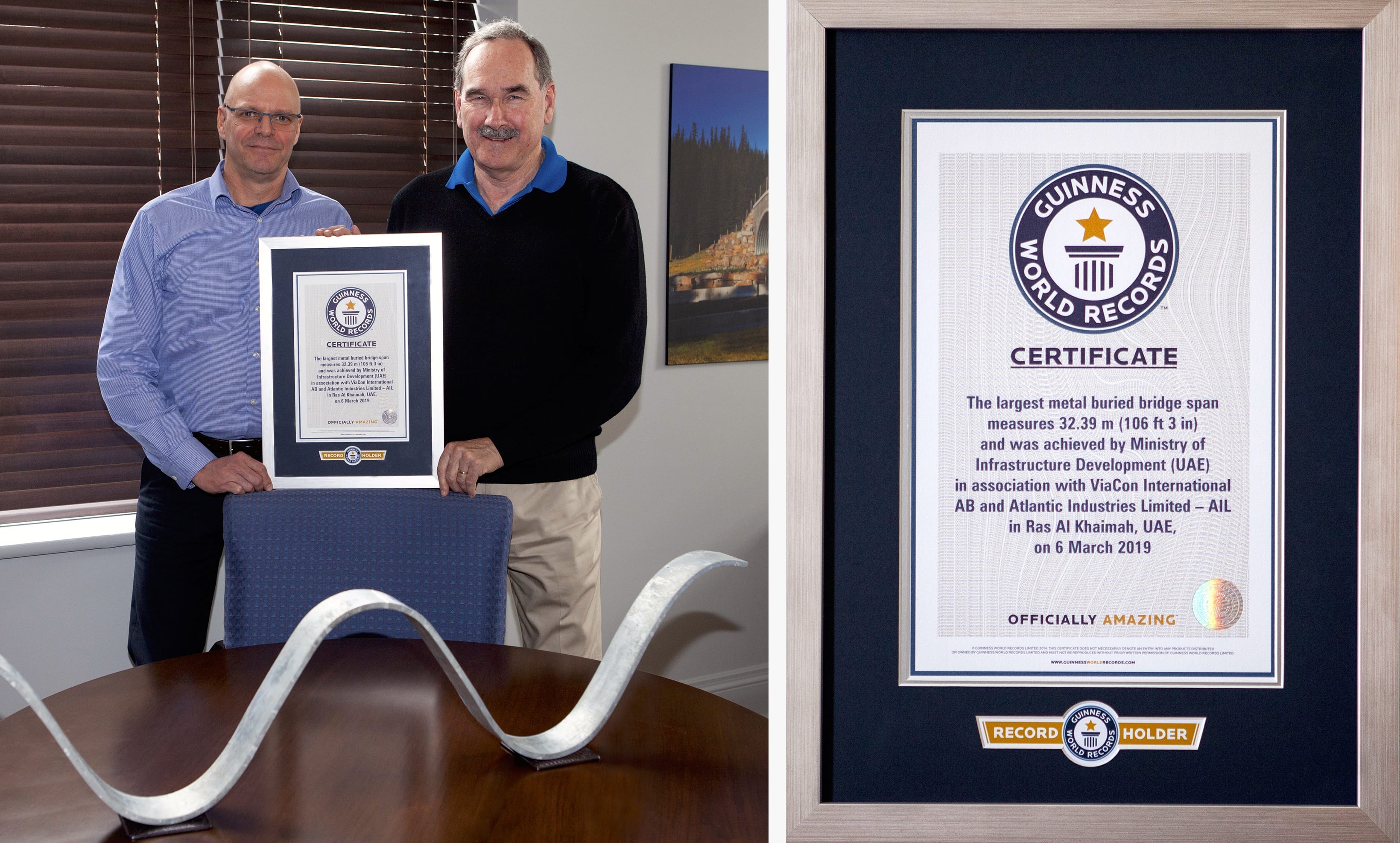 Wayne Ford and Mike Wilson with Guinness World Record certificate