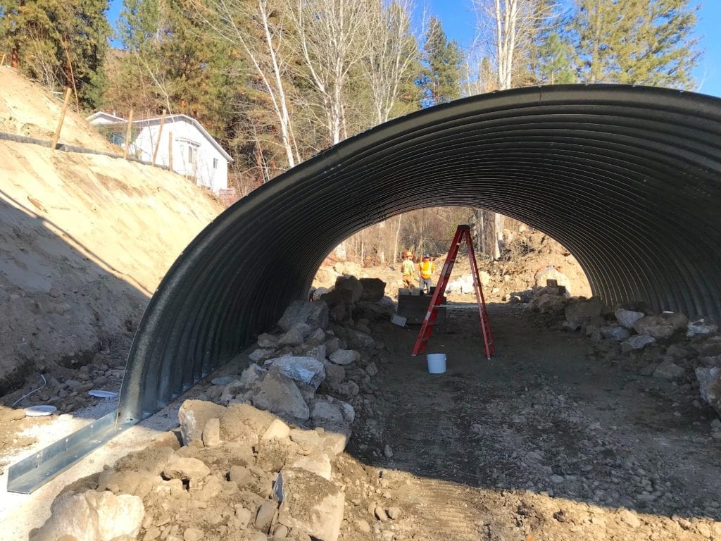 Kelowna GRS Bridge Metal base channel sits on prepared foundation.