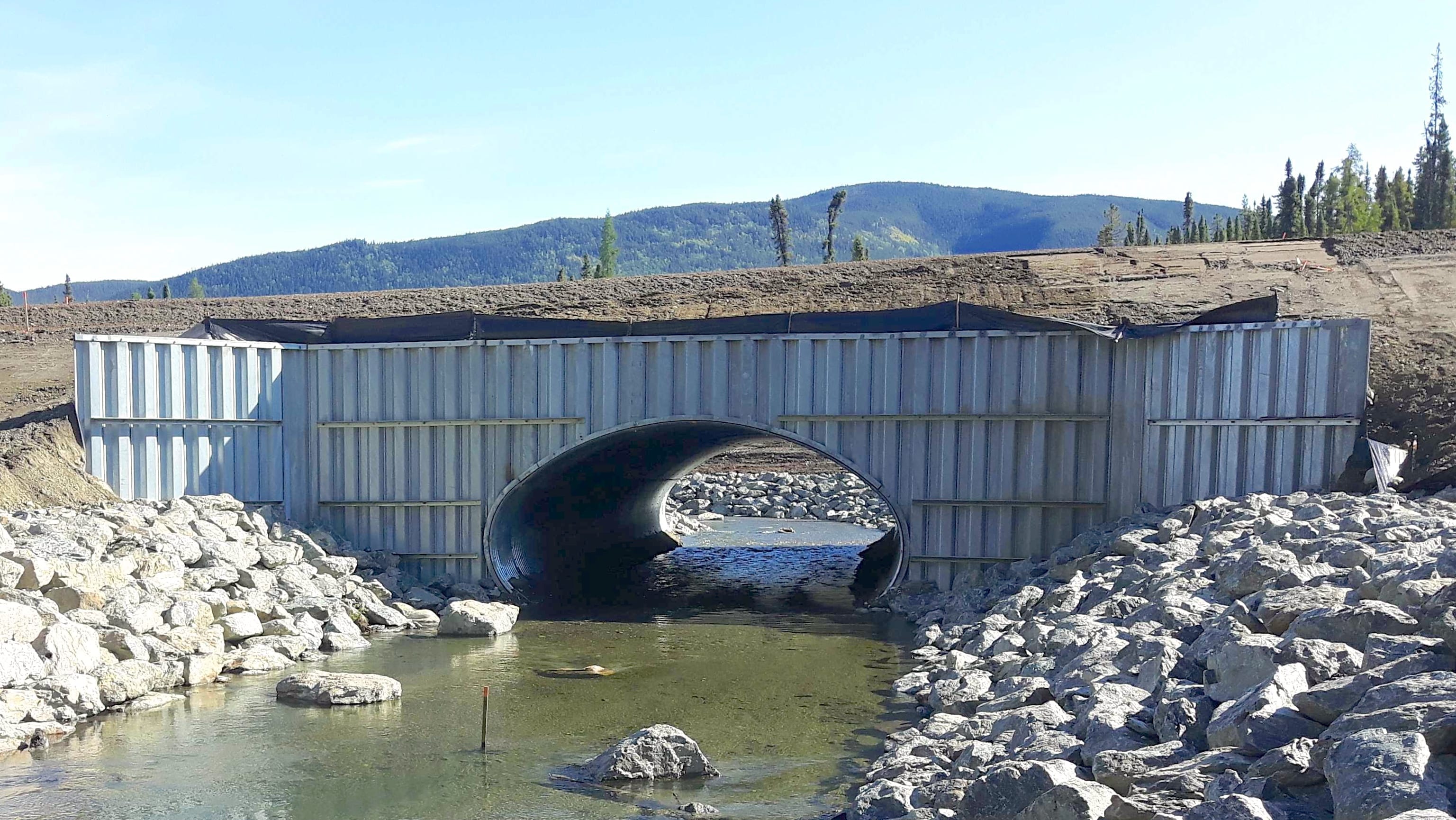 Inlet end view of installed Bolt-A-Plate Horizontal Ellipse culvert