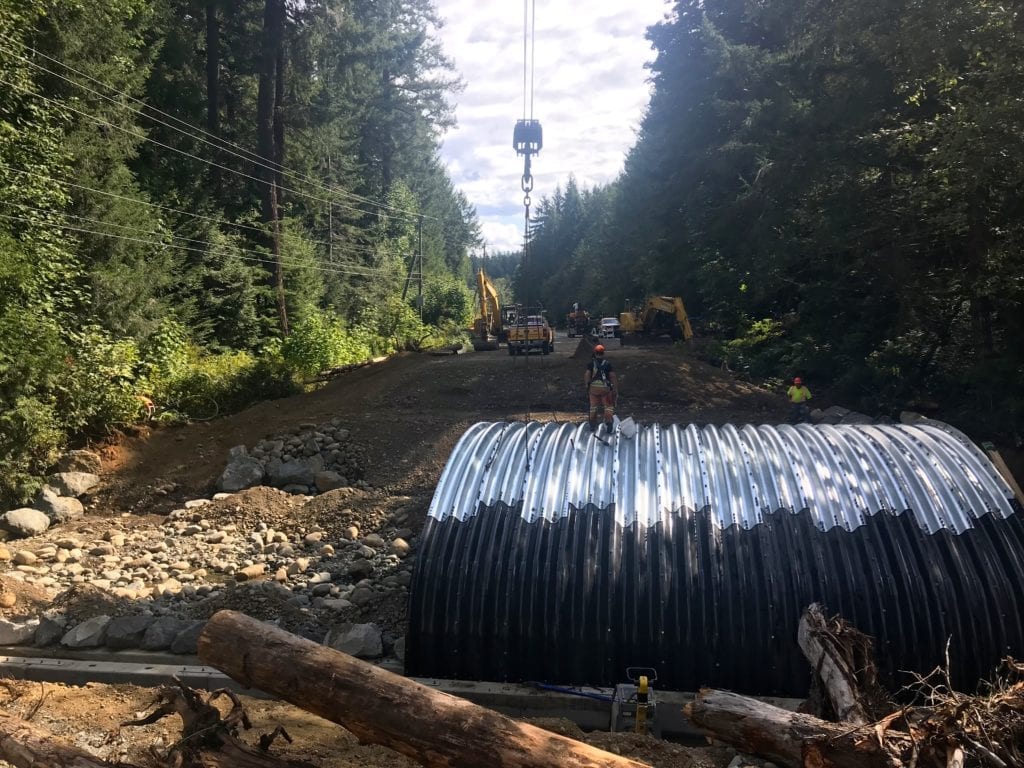 Wide view of partially completed buried Bridge