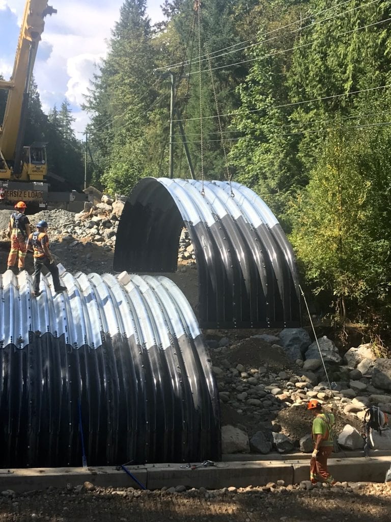 Additional section added to partially completed buried bridge