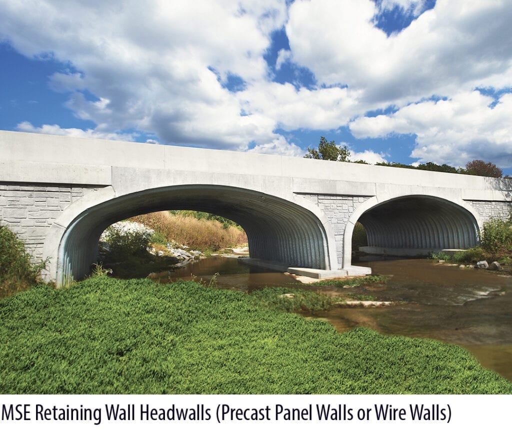 MSE Retaining Wall Headwalls (precast panel walls or wire walls