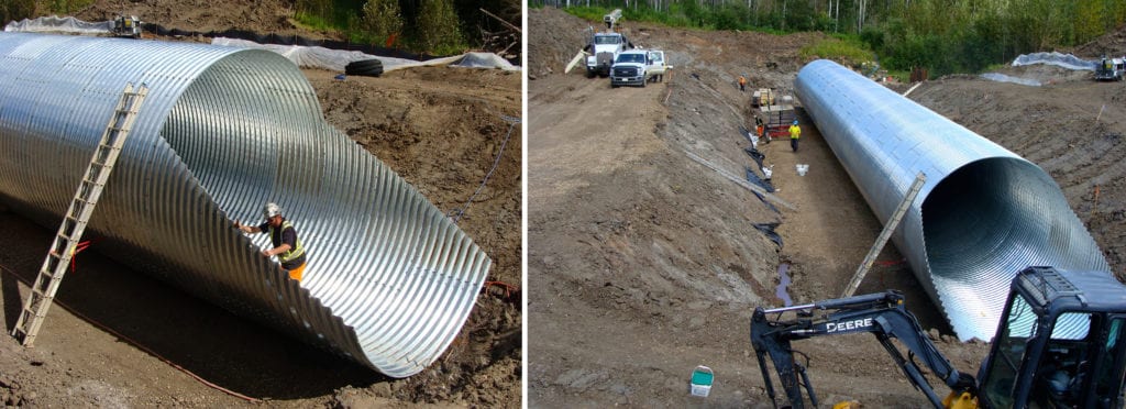Assembly and backfilling of Bolt-A-Plate culvert