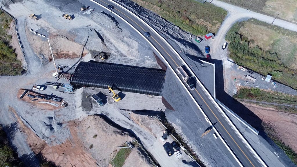 Aerial view of two-stage Super•Cor rail tunnel