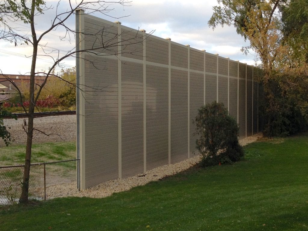 Residents’ end view of railway noise barrier wall