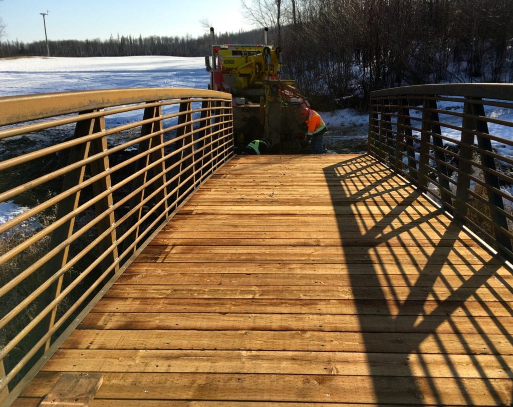 End view of prefabricated golf course bridge