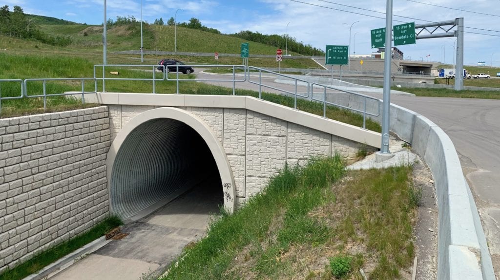 Street-level view of Bolt-A-Plate active transportation network tunnel