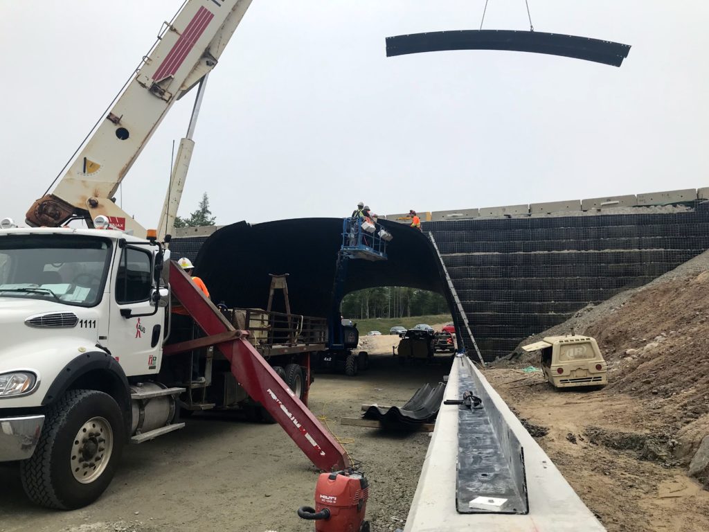 Second phase of buried arch bridge construction