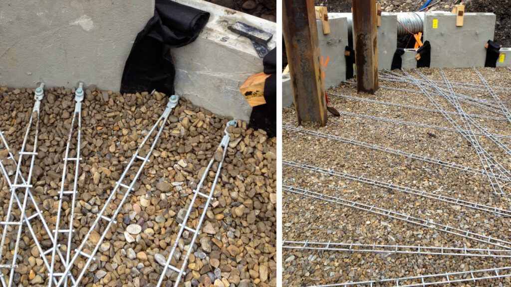 Grid-Strip soil reinforcement system for precast panel retaining walls