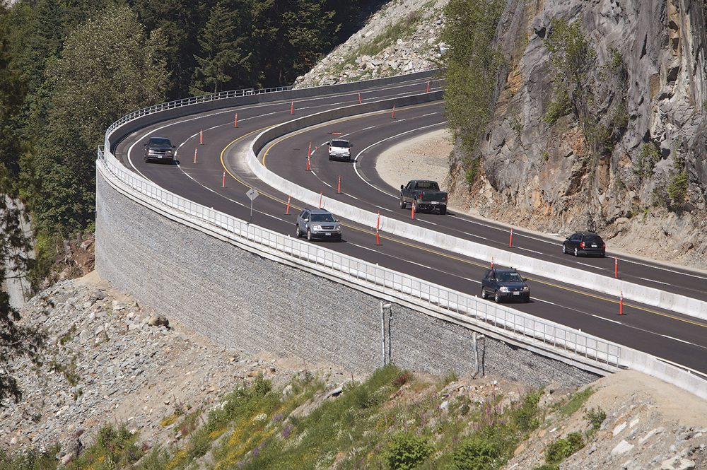 MSE Wire-Wall retaining walls support mountain highway