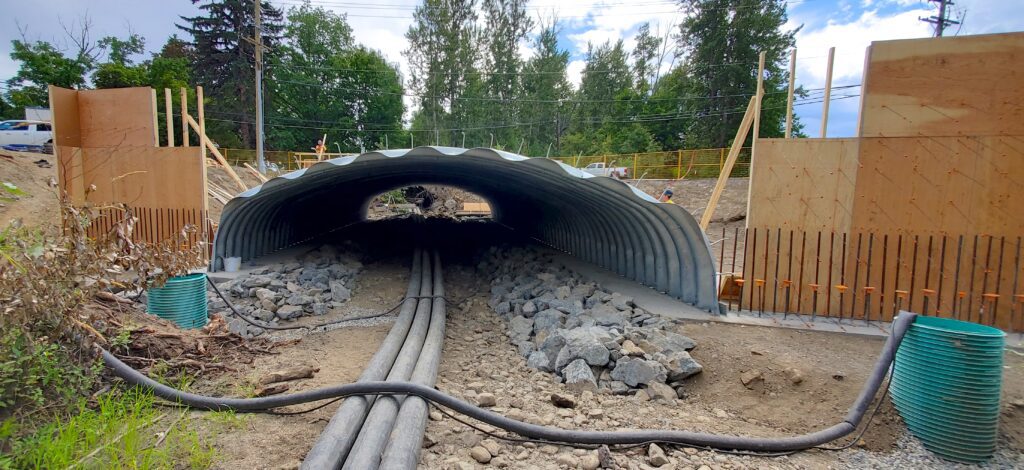 Wide view of Super-Cor Box Culvert with headwall forms