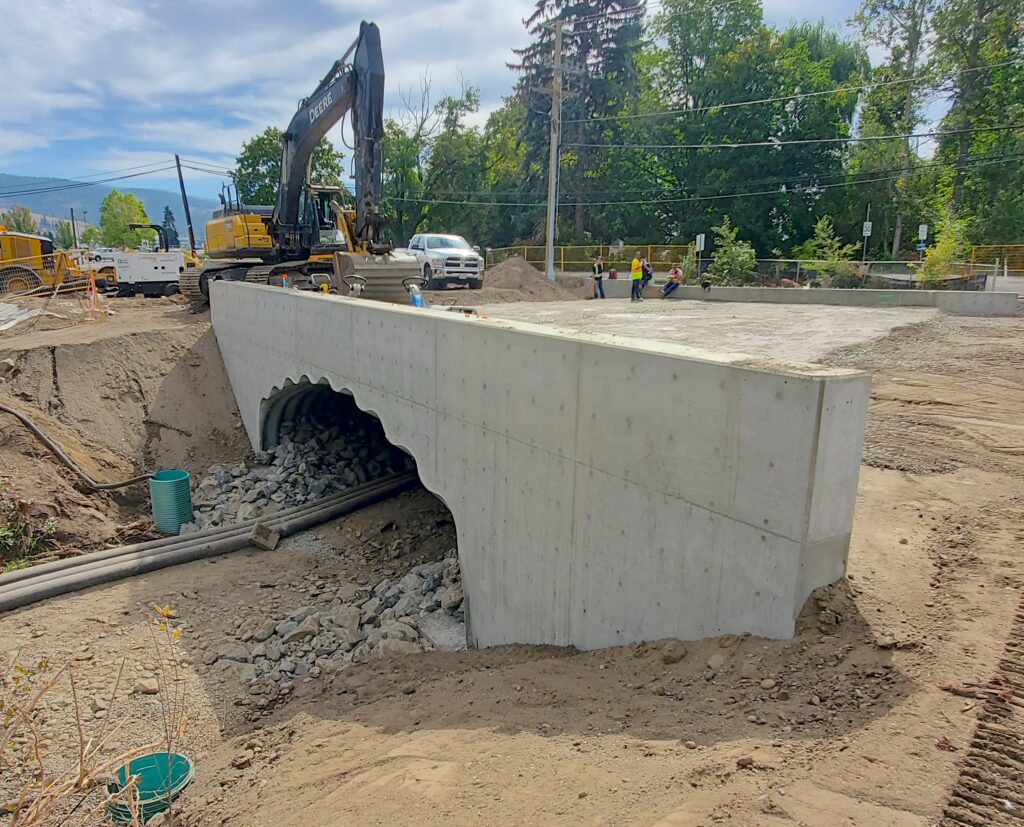 Wide view of Super-Cor Box Culvert with headwall