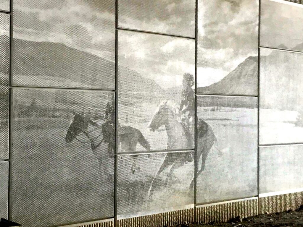 Horseback riding detail view of MSE Precast Panel mural wall