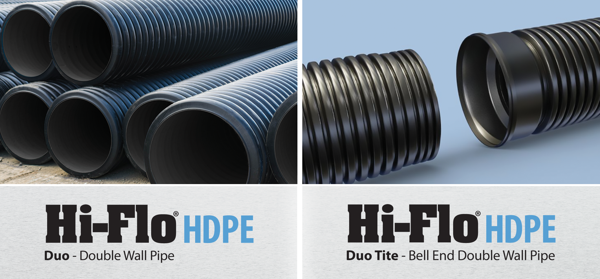 Views of HDPE double wall drainage pipe 