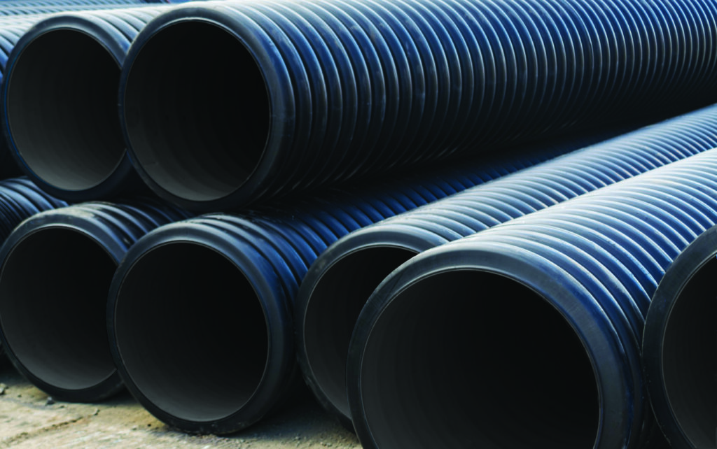 View of HDPE plastic drainage pipe