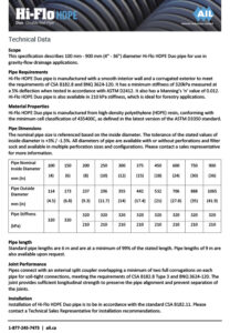 Hi-Flo HDPE Duo - Double Wall Pipe Technical Sheet
