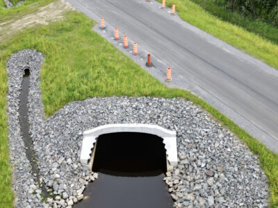 Aerial view of Super-Cor Box Culvert stream crossing