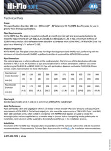 Hi-Flo HDPE Duo Tite - Bell End Double Wall Pipe Technical Sheet