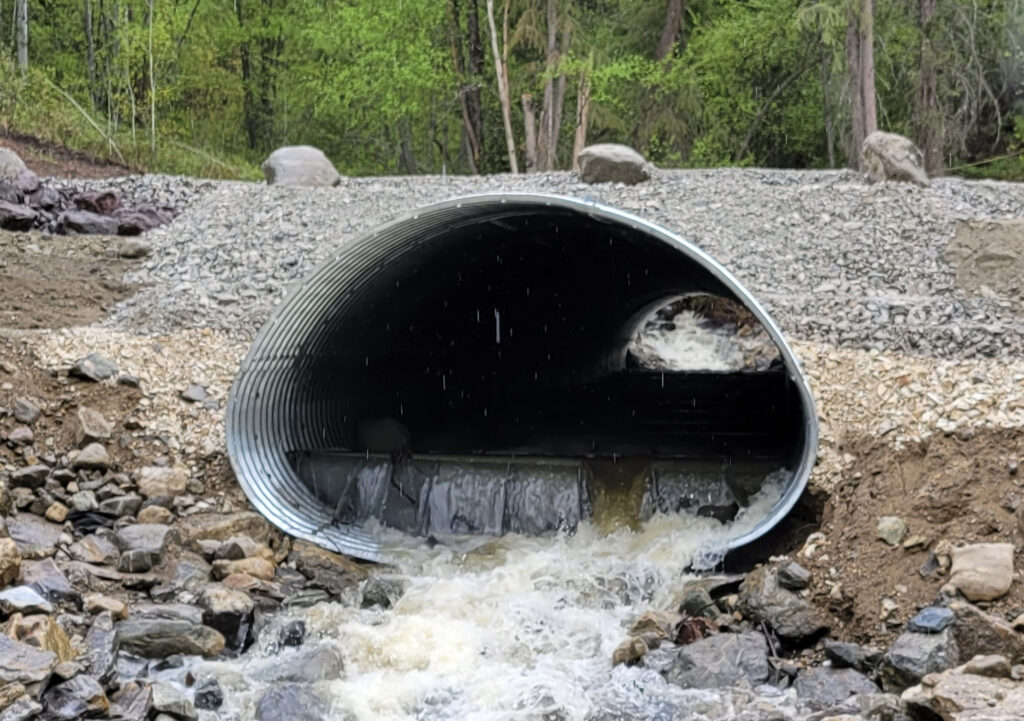 Downstream end of fish passage culvert