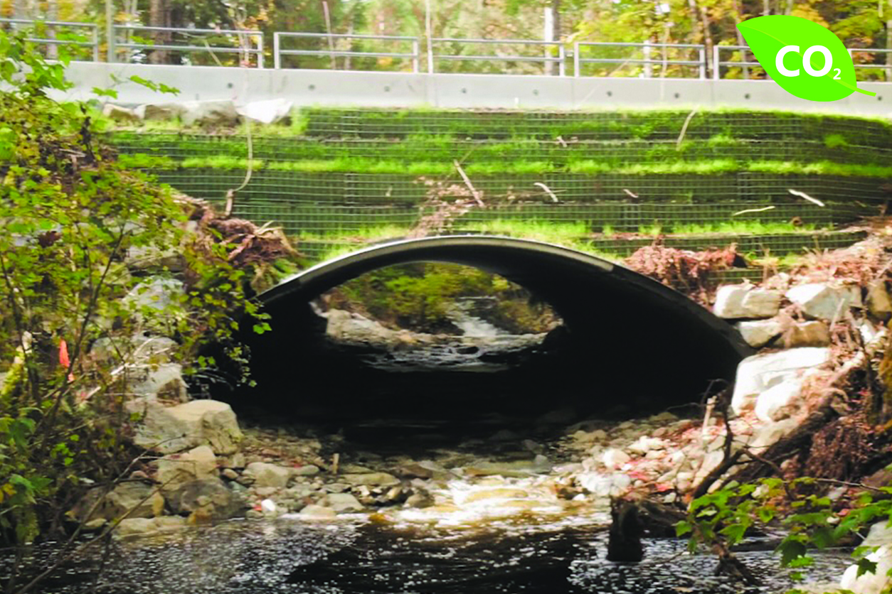 Bolt-A-Plate culvert stream crossing with MSE Wire Wall Headwalls