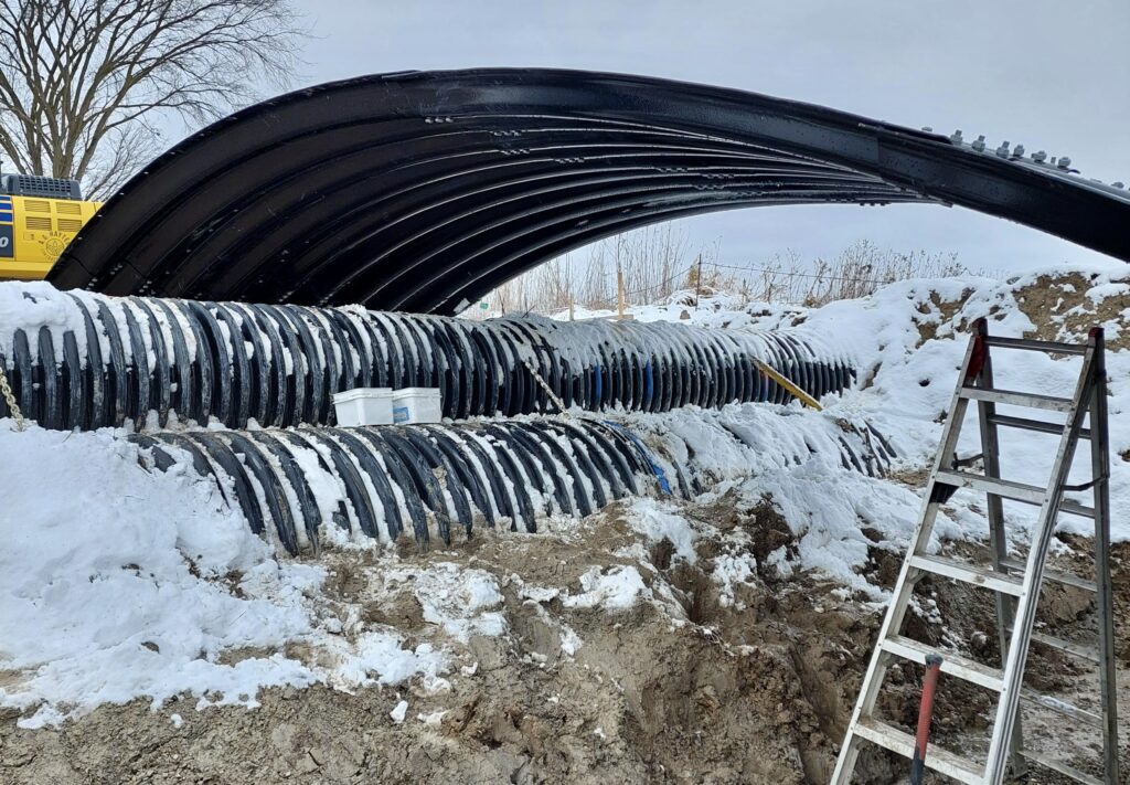 First few rings of Super-Cor Box Culvert installed