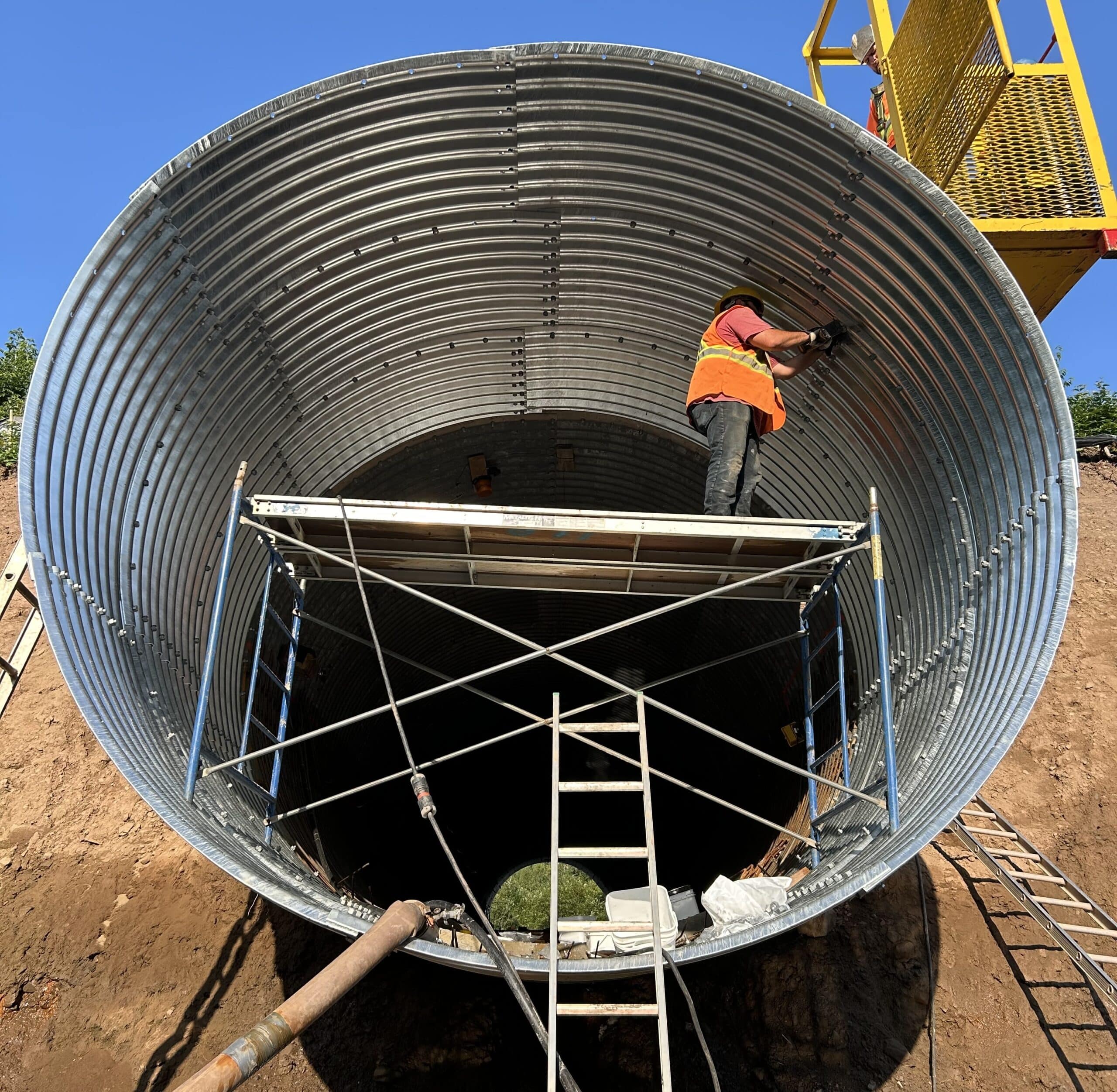 End view of Bolt-A-Plate culvert extension install