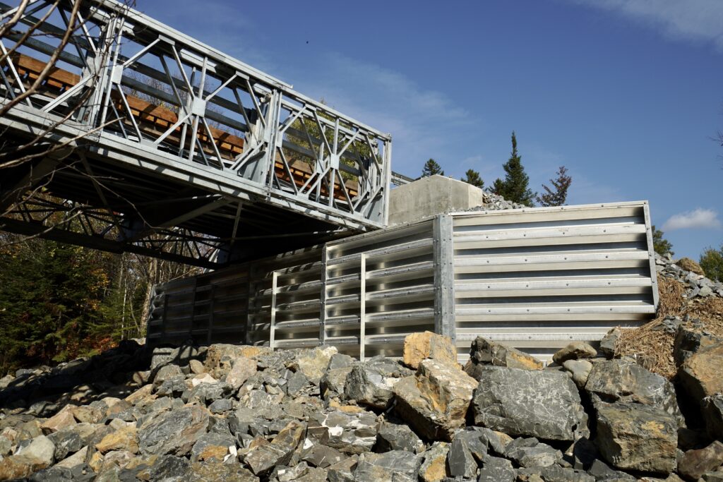 Angled view of Bolt-A-Bin bridge abutment