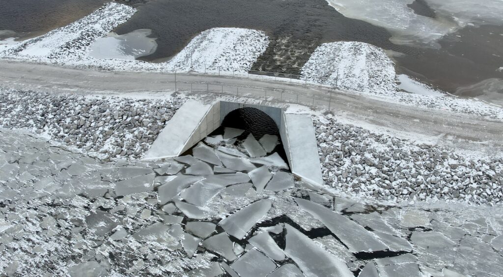 Aerial view of Goose Creek Fishway project