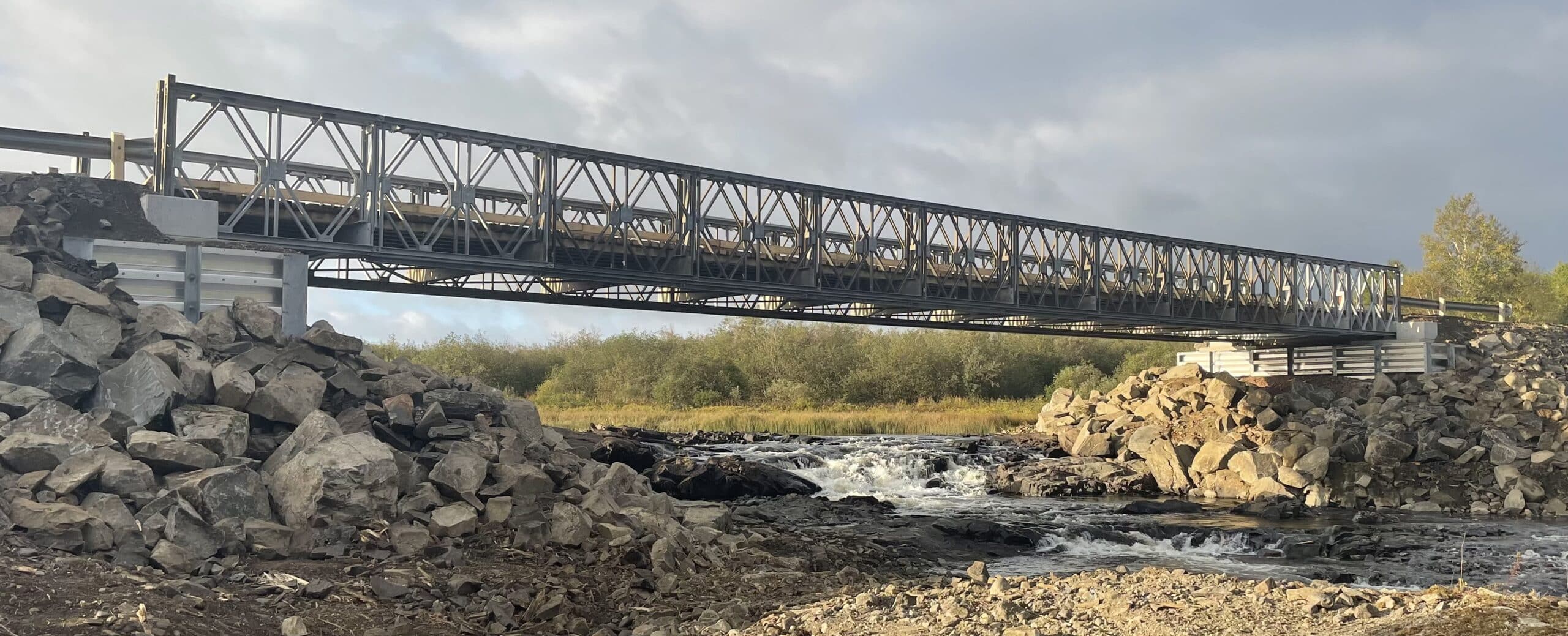 Wide view of completed bridge abutment package