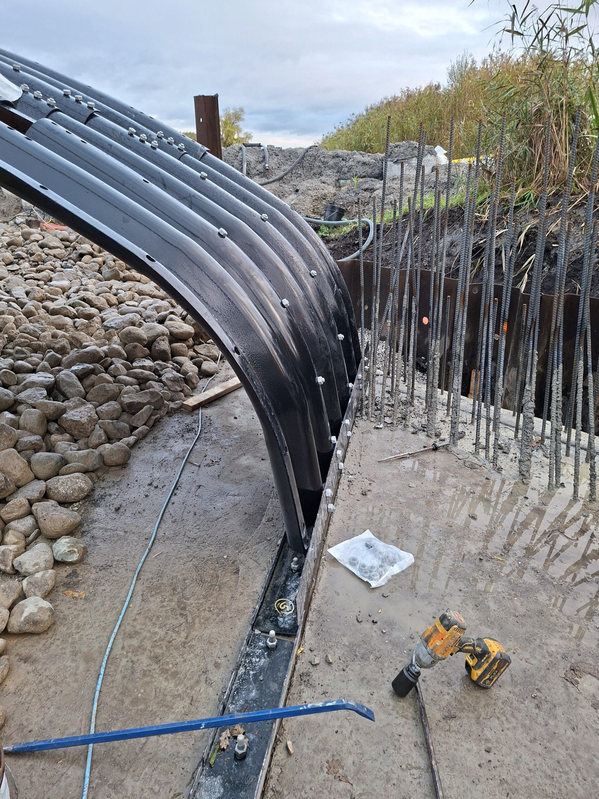 Angled construction view of Super-Cor stream crossing