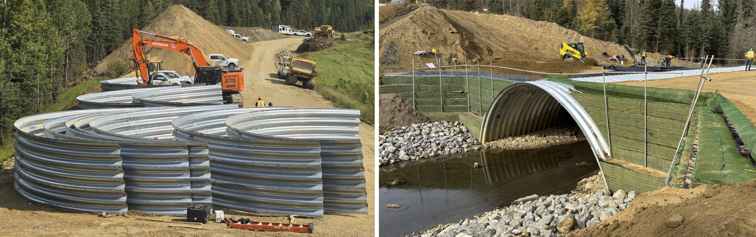 Construction views of Super-Cor stream crossing with GRS headwalls