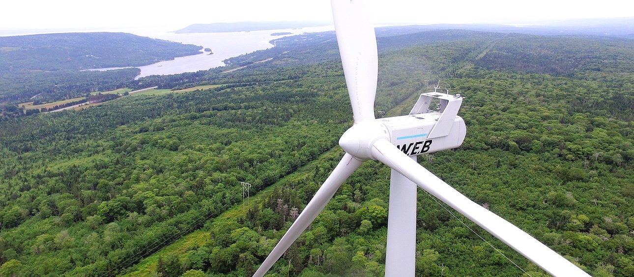 Aerial view of wind turbine