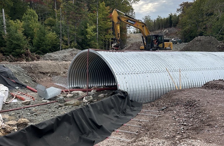 Angled view of Bolt-A-Plate stream crossing for wind farm