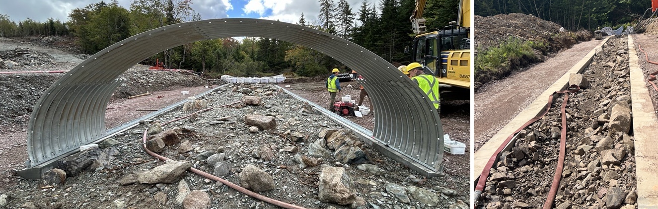 Assembly and footings for Bolt-A-Plate watercourse crossings